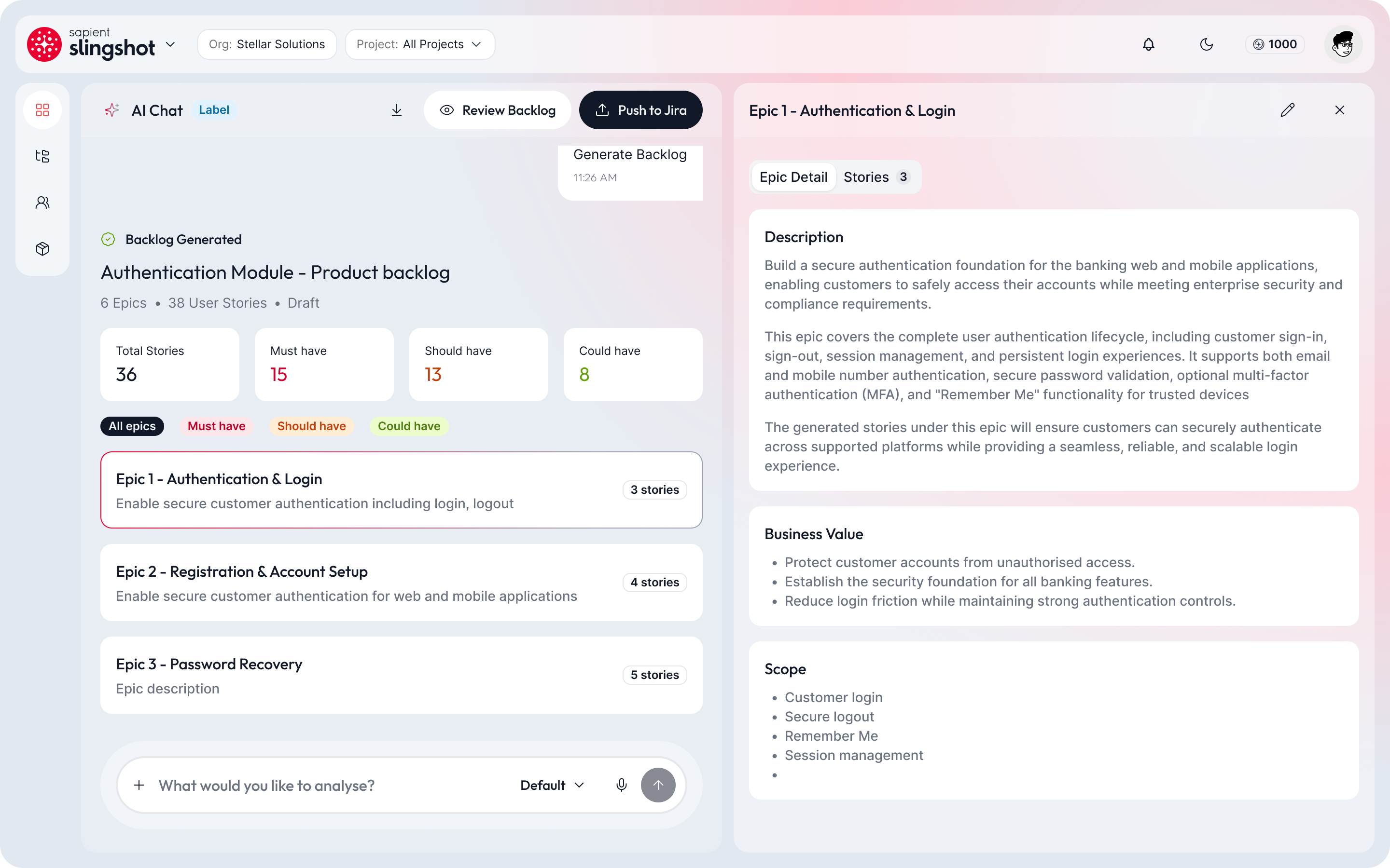 Epic detail view built from shared design-system components