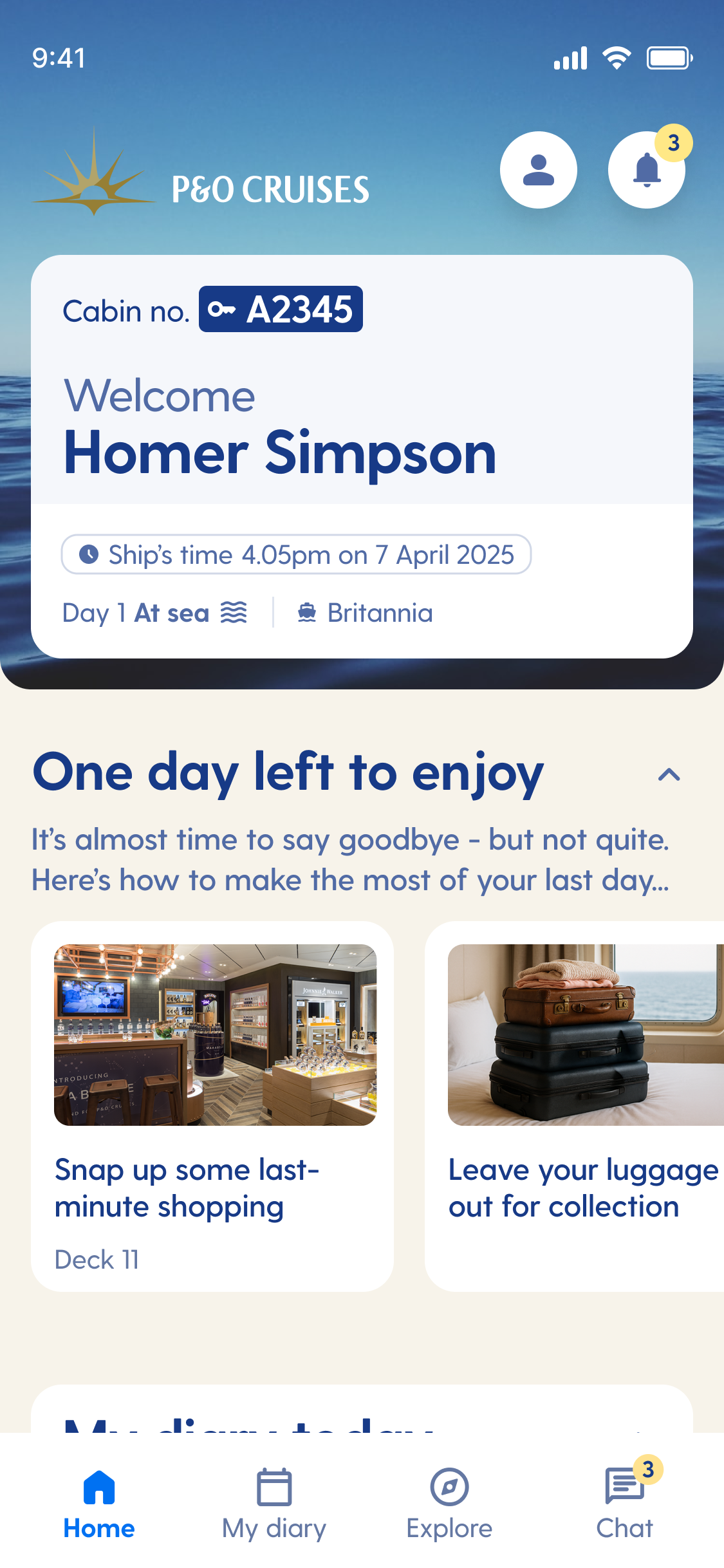 Home dashboard screen