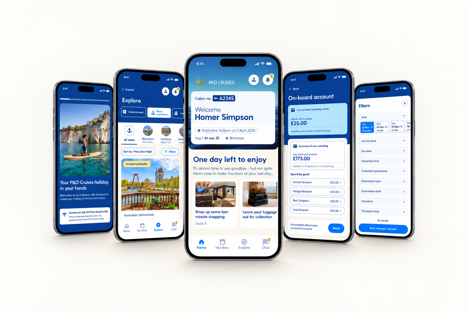 P&O Cruises app — home screen