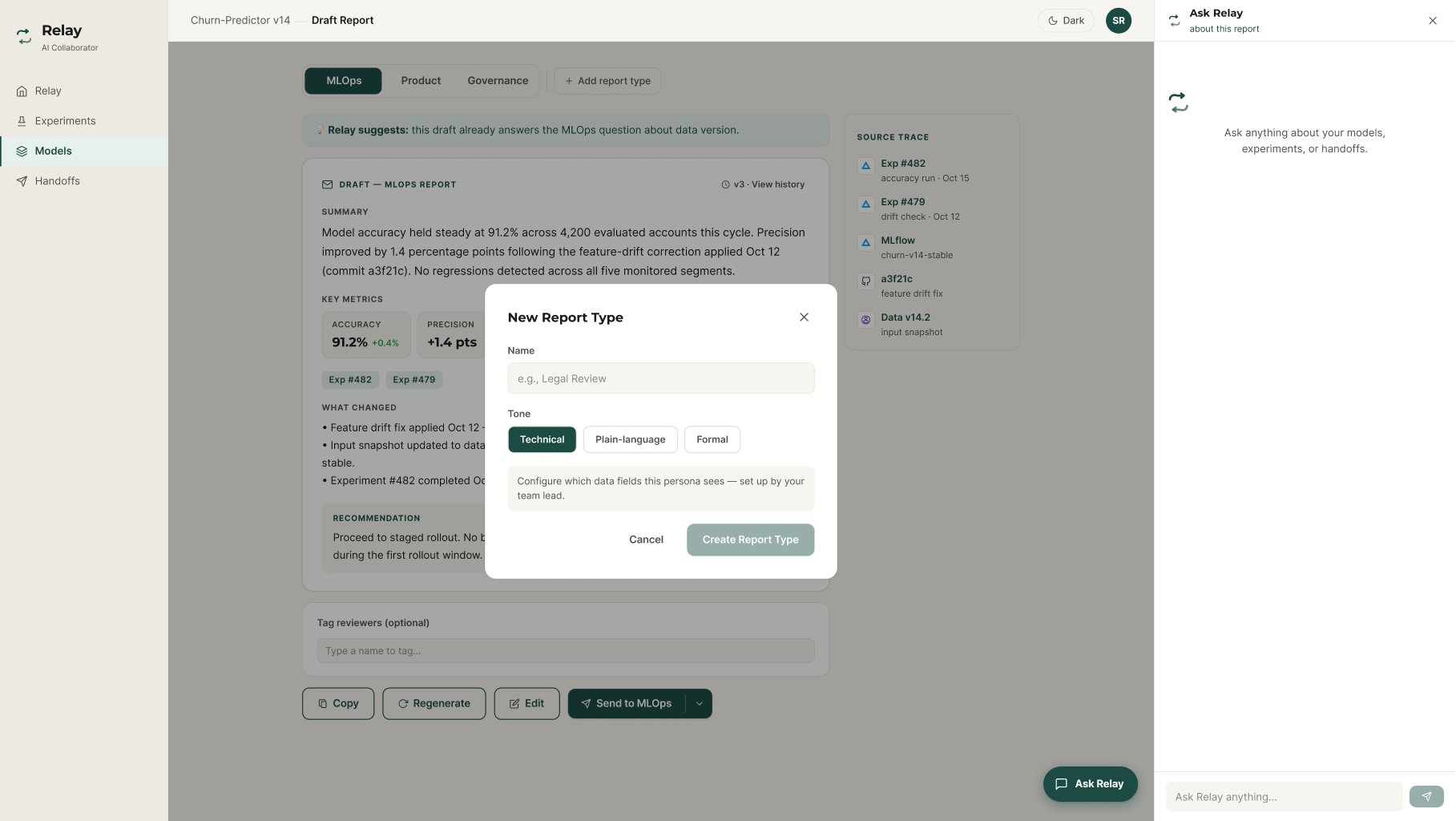 Choosing a report audience in Relay
